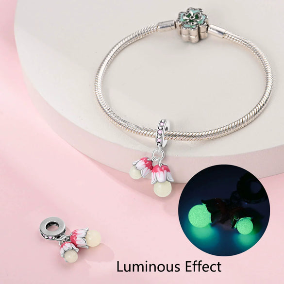 Wholesale Jewelry Accessories Bracelet Silver Plated Firefly Lily Of The Valley Luminous Charm Beads Dripping Oil Original Design