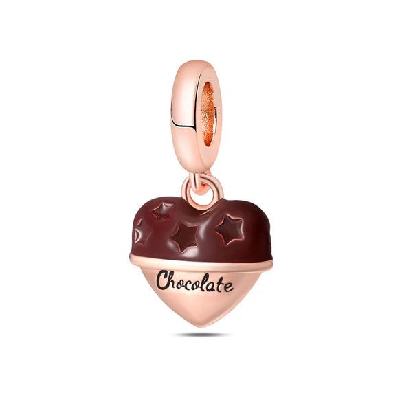 Wholesale Jewelry Accessories Bracelet Silver Plated Fruit Food Style Dripping Oil Gourmet Macaron Chips Chocolate Cake Pendant Charm Beads