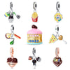 Wholesale Jewelry Accessories Bracelet Silver Plated Fruit Food Style Dripping Oil Gourmet Macaron Chips Chocolate Cake Pendant Charm Beads