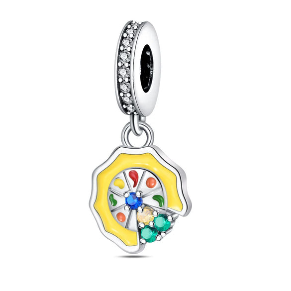 Wholesale Jewelry Accessories Bracelet Silver Plated Fruit Food Style Dripping Oil Gourmet Macaron Chips Chocolate Cake Pendant Charm Beads