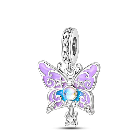 Wholesale Jewelry Accessories Butterfly Beads Bracelet 925 Silver Plated With Dripping Oil Treatment