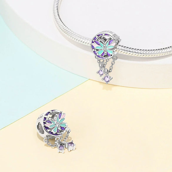 Wholesale Jewelry Accessories Butterfly Beads Bracelet 925 Silver Plated With Dripping Oil Treatment