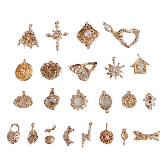 Wholesale Jewelry Accessories Copper And Zircon Inlaid Love Moon Wings Cross Pendant