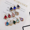 Wholesale Jewelry Accessories Copper Crystal Glass Inlaid Multi Color Zircon Hollow Flower Pendant
