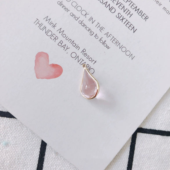 Wholesale Jewelry Accessories Copper Gold Edge Inlaid Rhinestones Transparent Multicolor Water Drop Glass Glaze Pendant Earrings