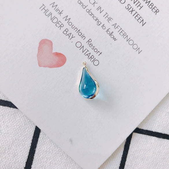 Wholesale Jewelry Accessories Copper Gold Edge Inlaid Rhinestones Transparent Multicolor Water Drop Glass Glaze Pendant Earrings