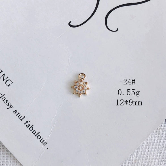 Wholesale Jewelry Accessories Copper Inlaid Zircon Moon Star Leaf Fan Pendant