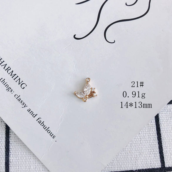 Wholesale Jewelry Accessories Copper Inlaid Zircon Moon Star Leaf Fan Pendant