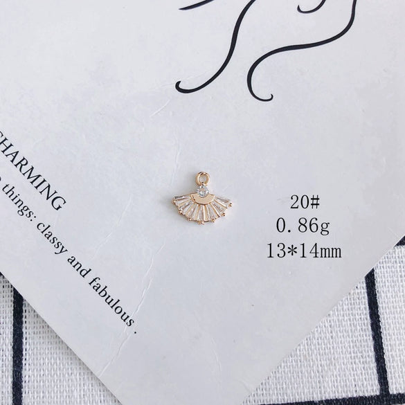Wholesale Jewelry Accessories Copper Inlaid Zircon Moon Star Leaf Fan Pendant