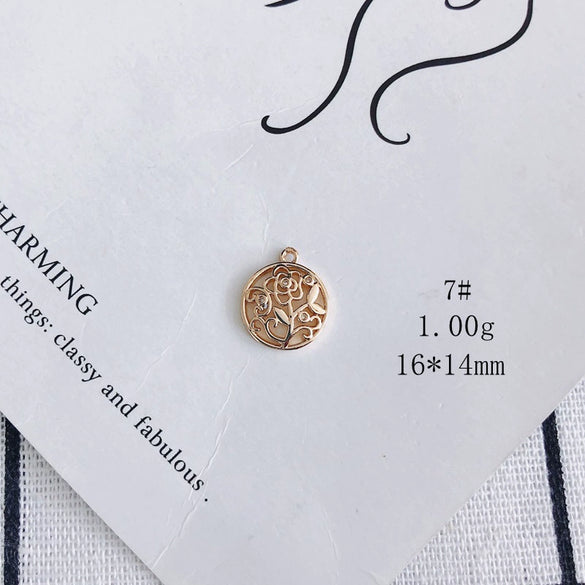 Wholesale Jewelry Accessories Copper Inlaid Zircon Moon Star Leaf Fan Pendant