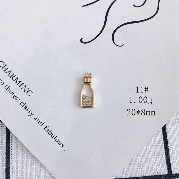 Wholesale Jewelry Accessories Copper Inlaid Zircon Moon Star Leaf Fan Pendant