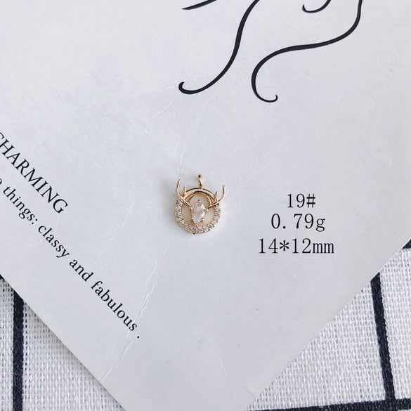 Wholesale Jewelry Accessories Copper Inlaid Zircon Moon Star Leaf Fan Pendant