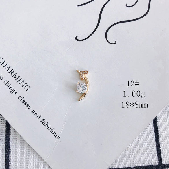 Wholesale Jewelry Accessories Copper Inlaid Zircon Moon Star Leaf Fan Pendant