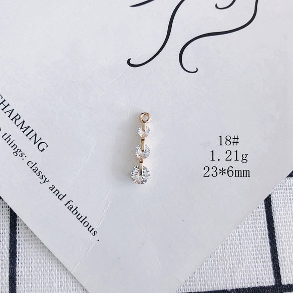 Wholesale Jewelry Accessories Copper Inlaid Zircon Moon Star Leaf Fan Pendant