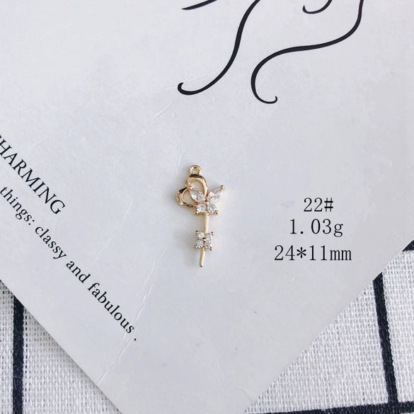Wholesale Jewelry Accessories Copper Inlaid Zircon Moon Star Leaf Fan Pendant