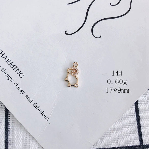 Wholesale Jewelry Accessories Copper Inlaid Zircon Moon Star Leaf Fan Pendant