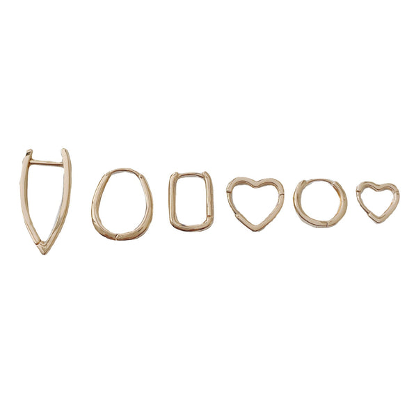 Wholesale Jewelry Accessories Copper Plated 18K Gold Inlaid Zircon Geometric Heart Square Round Earrings