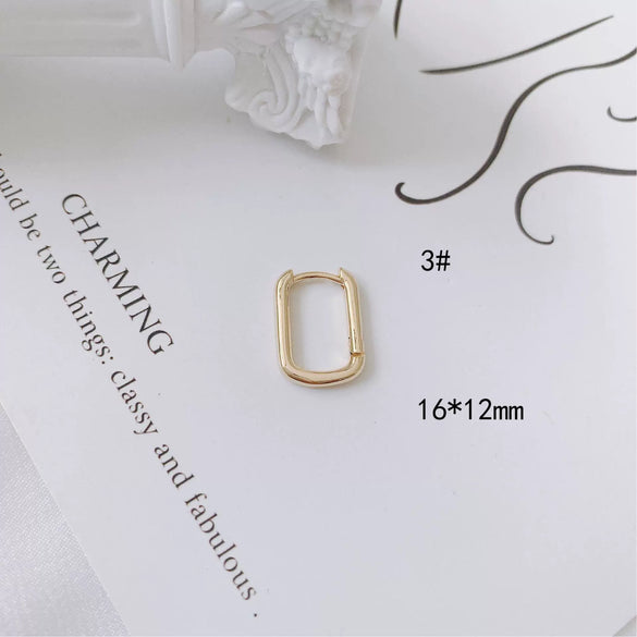 Wholesale Jewelry Accessories Copper Plated 18K Gold Inlaid Zircon Geometric Heart Square Round Earrings