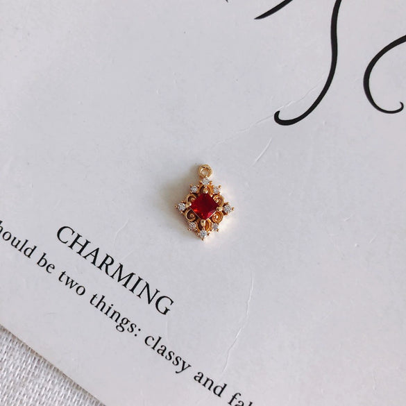 Wholesale Jewelry Accessories Copper Plated Multi Color Zircon Hollow Flower Pendant