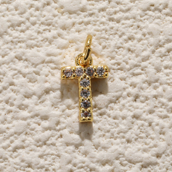 Wholesale Jewelry Accessories Copper Plated Real Gold English Letter Pendant Bracelet With Inlaid Zircon