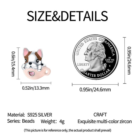 Wholesale Jewelry Accessories Copper Plated 925 Silver Dripping Oil Style Cute Dog Beaded Bracelet Necklace