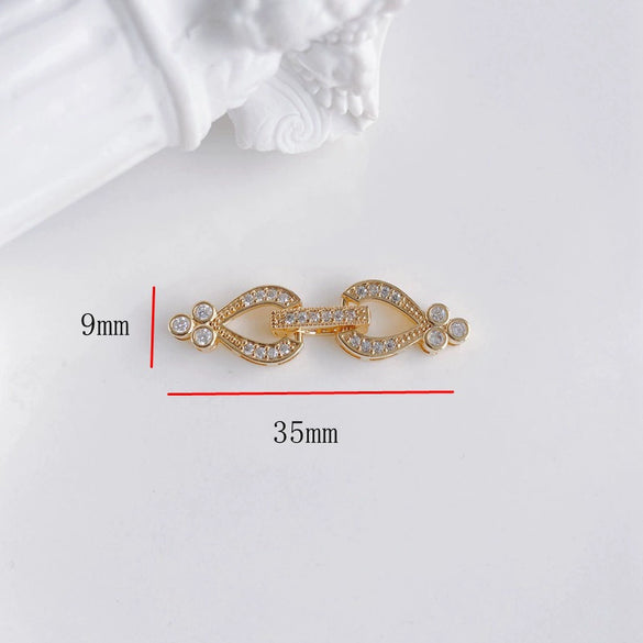 Wholesale Jewelry Accessories Copper Real Gold Inlaid Zirconium Flower Bow Star Double Buckle Electroplated Color Retaining Chain Buckle Pendant