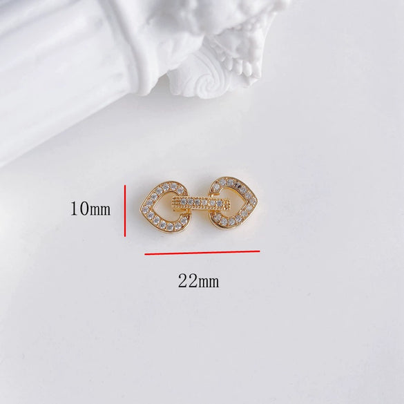 Wholesale Jewelry Accessories Copper Real Gold Inlaid Zirconium Flower Bow Star Double Buckle Electroplated Color Retaining Chain Buckle Pendant
