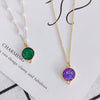 Wholesale Jewelry Accessories Copper Resin Geometric Round Gold Foil Inlay Double Hanging Pendant Necklace Material