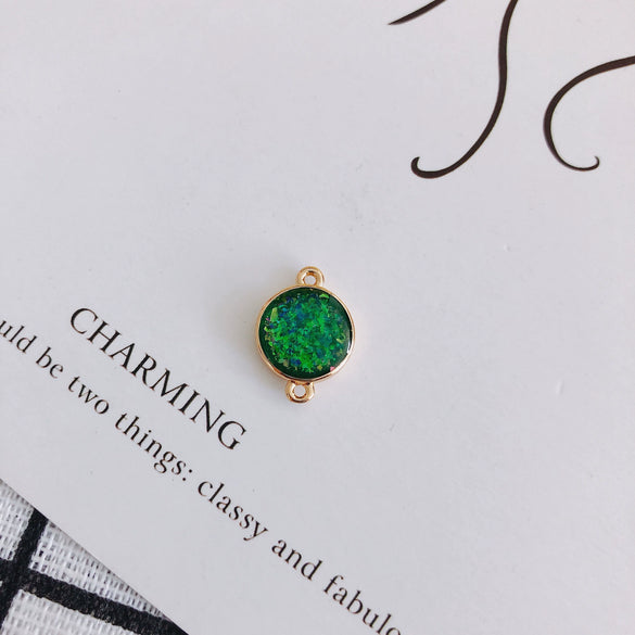 Wholesale Jewelry Accessories Copper Resin Geometric Round Gold Foil Inlay Double Hanging Pendant Necklace Material