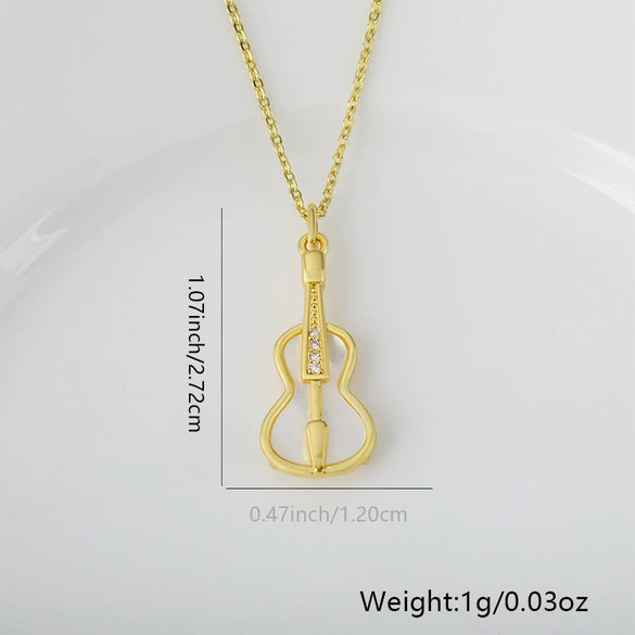 Wholesale Jewelry Accessories Copper Shell Violin Pendant Necklace Bracelet Fashion Micro Inlaid Electroplated 18K Real Gold Insect Pattern