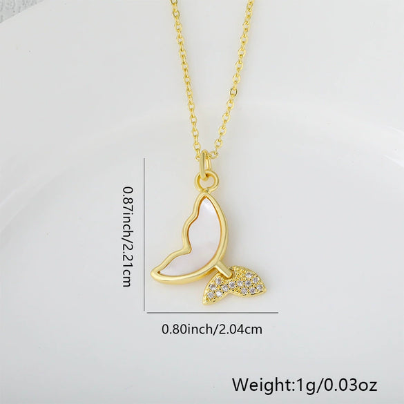 Wholesale Jewelry Accessories Copper Shell Violin Pendant Necklace Bracelet Fashion Micro Inlaid Electroplated 18K Real Gold Insect Pattern