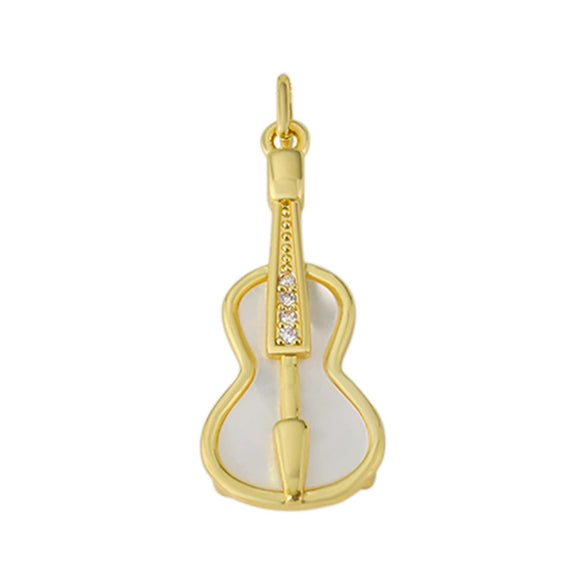 Wholesale Jewelry Accessories Copper Shell Violin Pendant Necklace Bracelet Fashion Micro Inlaid Electroplated 18K Real Gold Insect Pattern