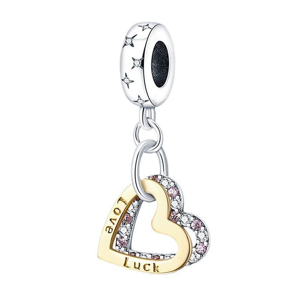 Wholesale Jewelry Accessories Copper Silver Plated Double Heart Shaped Dripping Oil Design Two Piece Set