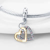 Wholesale Jewelry Accessories Copper Silver Plated Double Heart Shaped Dripping Oil Design Two Piece Set