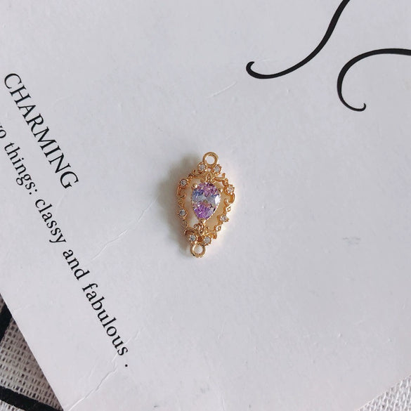 Wholesale Jewelry Accessories Copper Zircon Inlaid Double Hanging Hollow Pendant