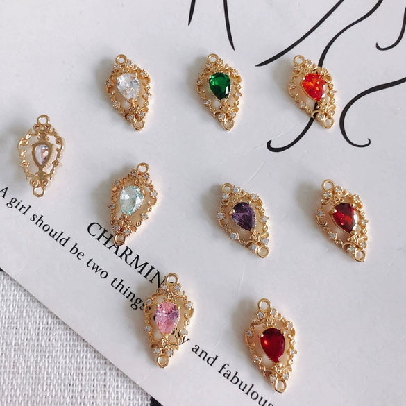Wholesale Jewelry Accessories Copper Zircon Inlaid Double Hanging Hollow Pendant