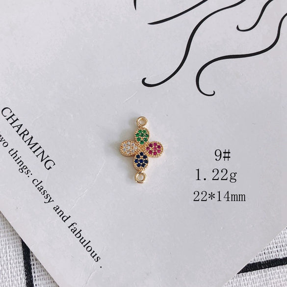 Wholesale Jewelry Accessories Copper Zircon Inlaid Star Bow Four Leaf Clover Hollow Pendant