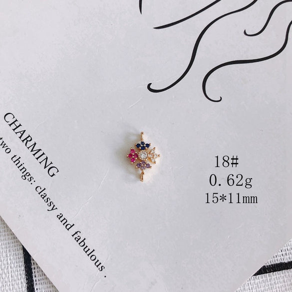 Wholesale Jewelry Accessories Copper Zircon Inlaid Star Bow Four Leaf Clover Hollow Pendant