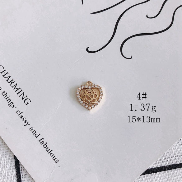 Wholesale Jewelry Accessories Copper Zircon Inlaid Star Bow Four Leaf Clover Hollow Pendant