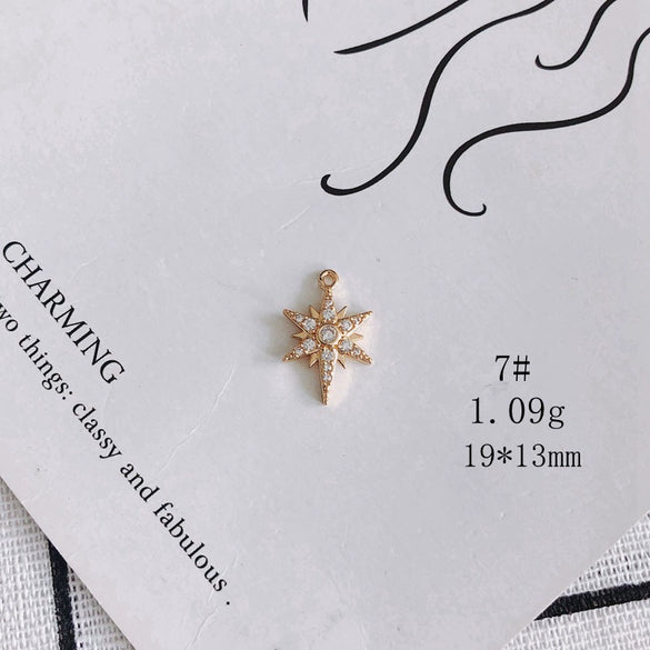 Wholesale Jewelry Accessories Copper Zircon Inlaid Star Bow Four Leaf Clover Hollow Pendant