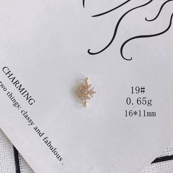 Wholesale Jewelry Accessories Copper Zircon Inlaid Star Bow Four Leaf Clover Hollow Pendant