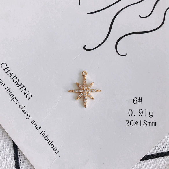 Wholesale Jewelry Accessories Copper Zircon Inlaid Star Bow Four Leaf Clover Hollow Pendant