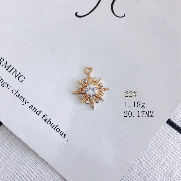 Wholesale Jewelry Accessories Copper Zircon Inlaid Star Bow Four Leaf Clover Hollow Pendant
