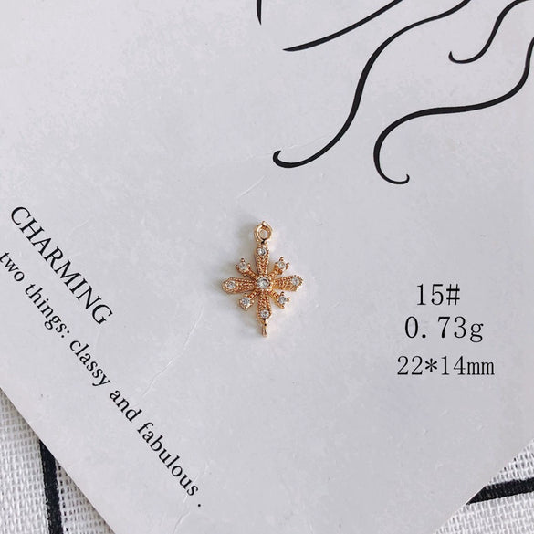 Wholesale Jewelry Accessories Copper Zircon Inlaid Star Bow Four Leaf Clover Hollow Pendant