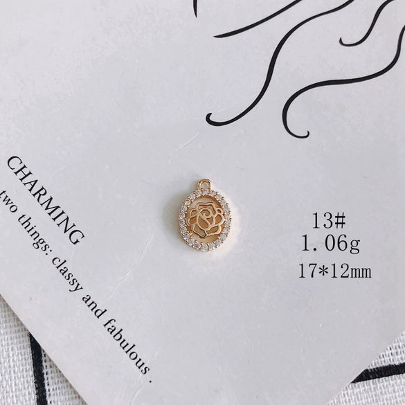 Wholesale Jewelry Accessories Copper Zircon Inlaid Star Bow Four Leaf Clover Hollow Pendant