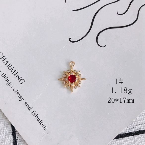 Wholesale Jewelry Accessories Copper Zircon Inlaid Star Bow Four Leaf Clover Hollow Pendant