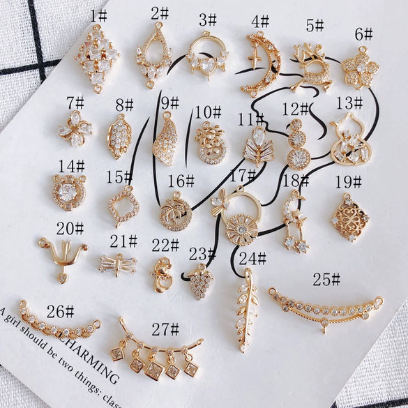 Wholesale Jewelry Accessories Copper Zircon Inlay Flower Moon Hollow Necklace Material