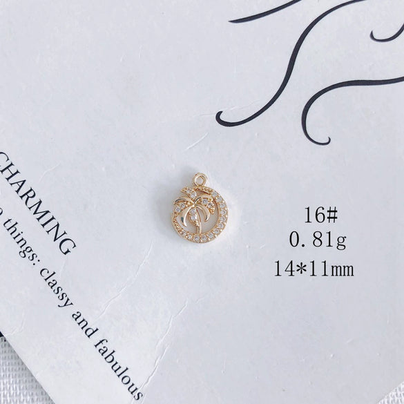 Wholesale Jewelry Accessories Copper Zircon Inlay Flower Moon Hollow Necklace Material