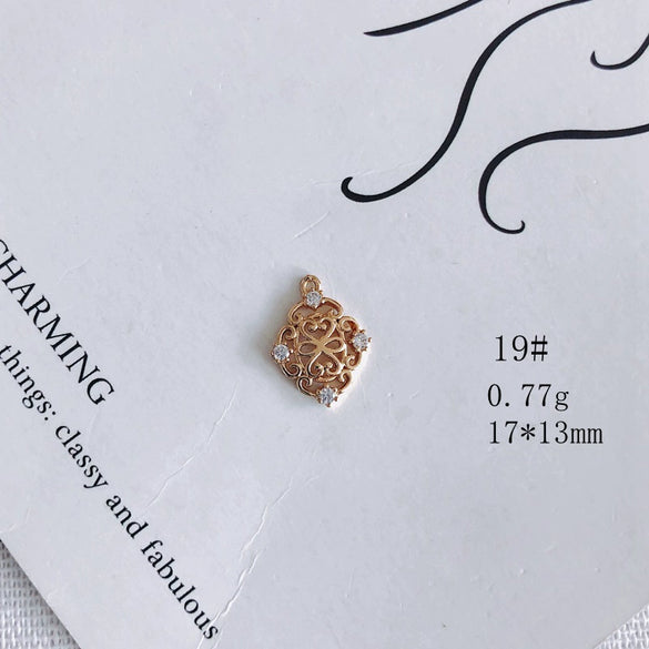 Wholesale Jewelry Accessories Copper Zircon Inlay Flower Moon Hollow Necklace Material