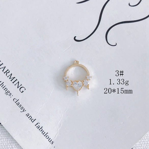 Wholesale Jewelry Accessories Copper Zircon Inlay Flower Moon Hollow Necklace Material